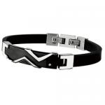 Stainless Steel And Rubber Irish Bracelet With Black PVD ID Plate