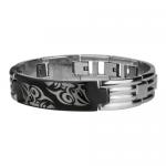 Stainless Steel Black PVD Bracelet with Tribal Face Design