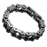 Stainless Steel Biker Chain Link Bracelet in Black Color