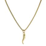 Stainless Steel Gold PVD Box Chain Necklace with Italian Horn